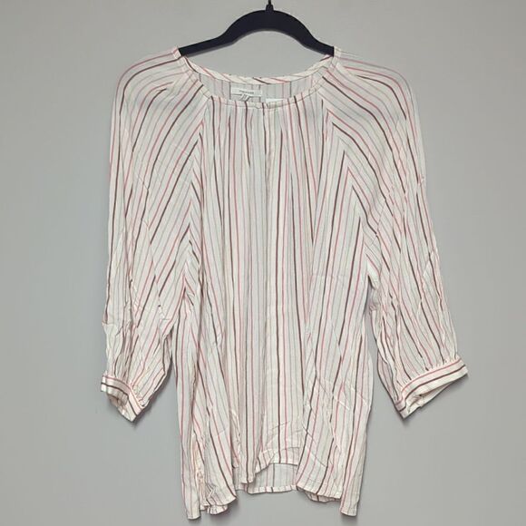 NWT Maurices Pink and White Striped Blouse - Picture 1 of 6
